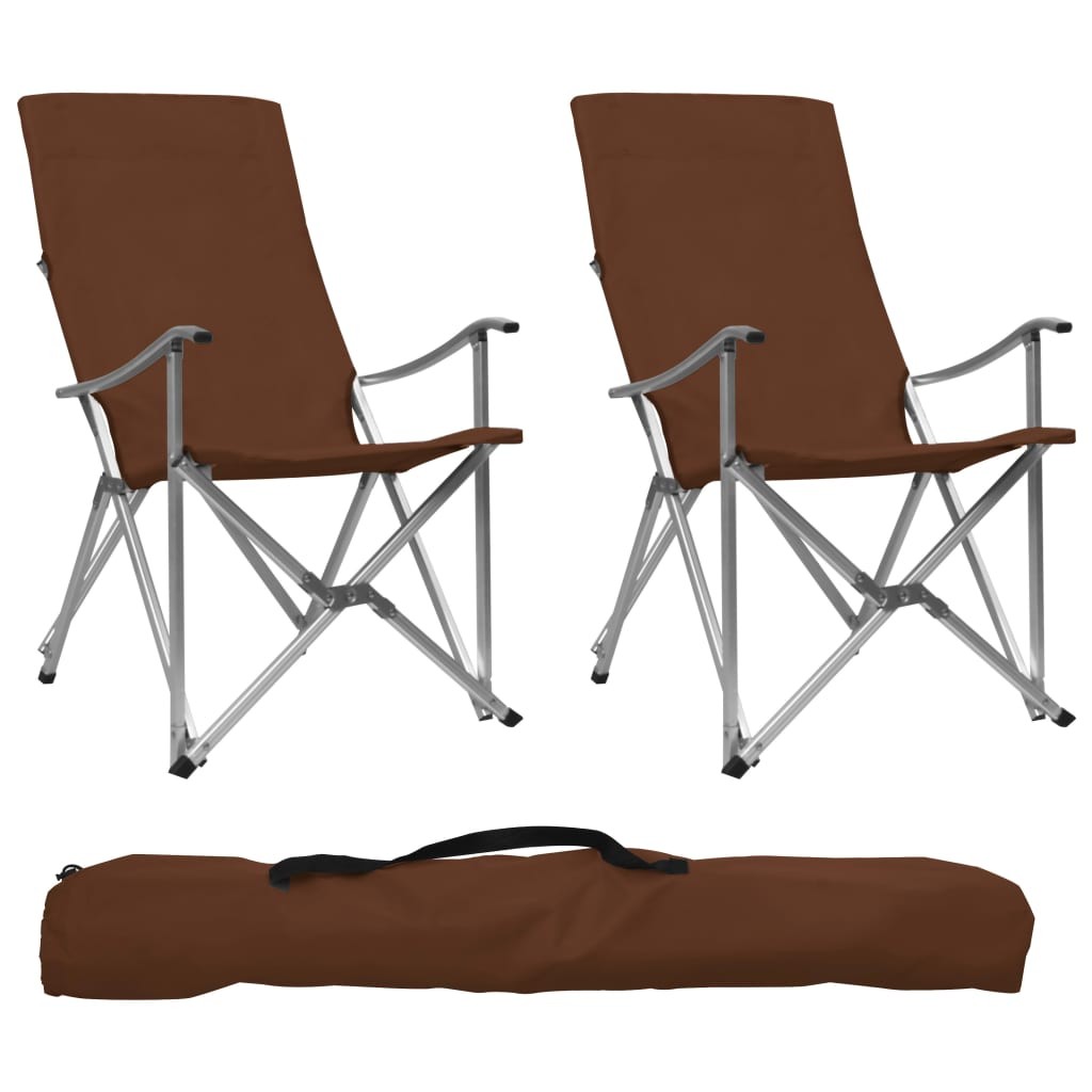 Foldable Camping Chairs 2 pcs Brown